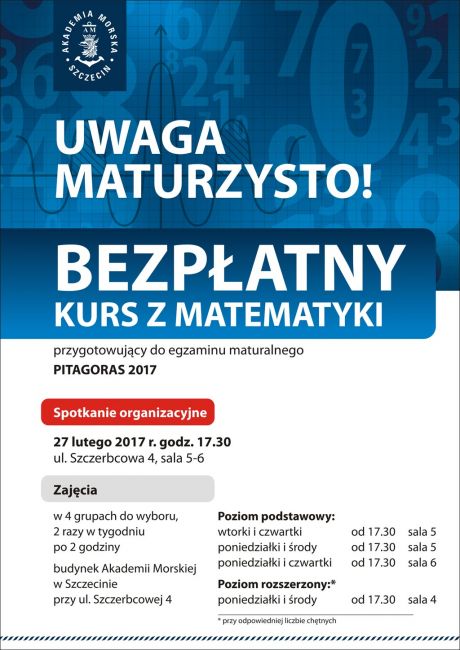 Akademia Morska w Szczecinie organizuje kurs przygotowujący do matury z matematyki