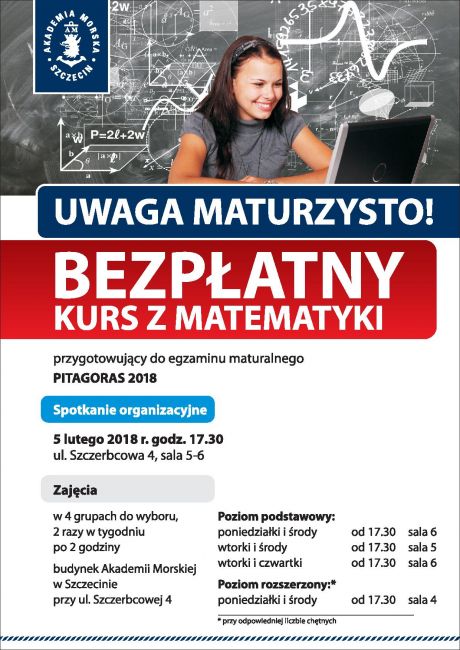 Pitagoras 2018 - bezpłatny kurs z matematyki w AM  w Szczecinie